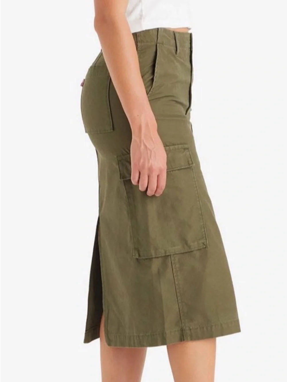 Levi's Olive Green Cargo Midi Skirt